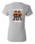 Standing Our Ground Left Chest and Back Women's Tee in Sport Grey - back