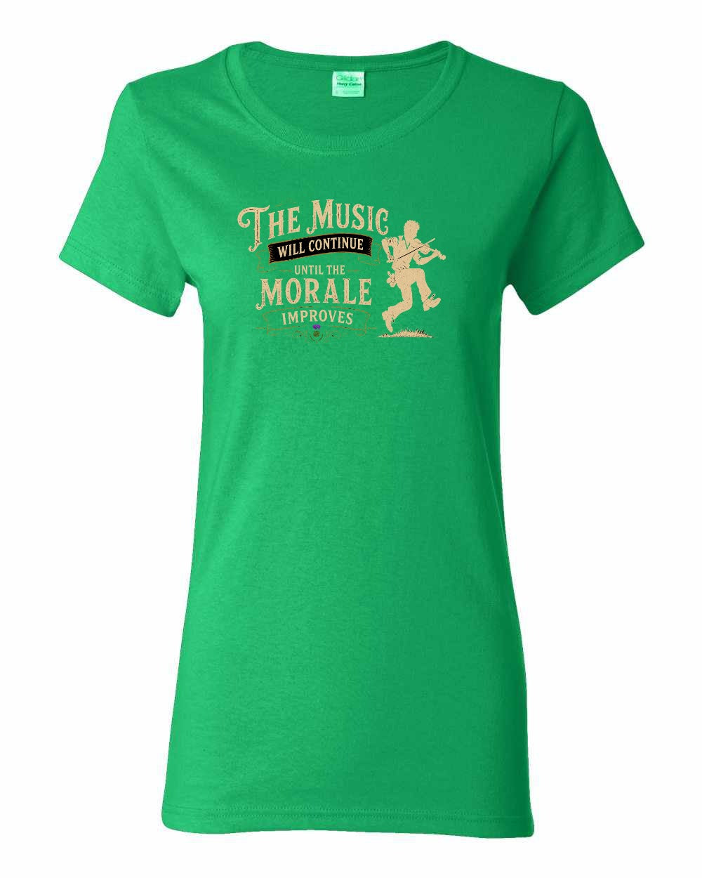 Muisic Will Continue Fiddle Women's Tee in Irish Green