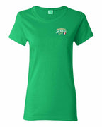 Newfoundland Acadian Girl Left Chest Women's Tee in Irish Green