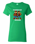 Standing Our Ground Full Front Women's Tee in Irish Green