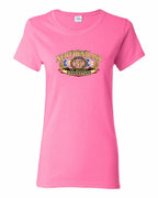 Newfoundland Thing Badge Full Front Women's Tee in Azalea Pink