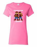 Standing Our Ground Full Front Women's Tee in Azalea Pink