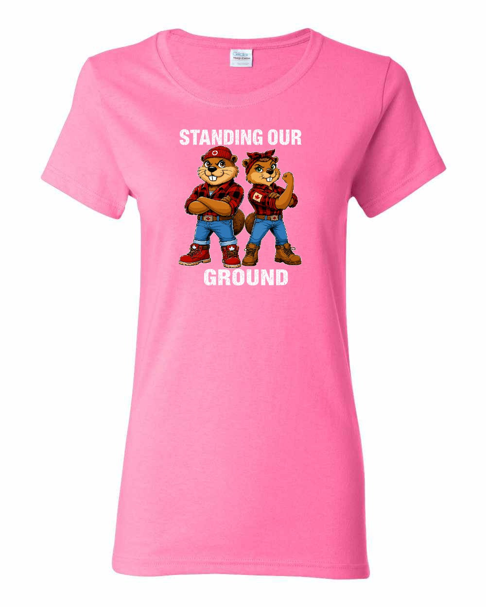 Standing Our Ground Full Front Women's Tee in Azalea Pink