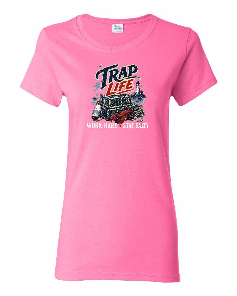 Trap Life Women's Tee in Azalea Pink