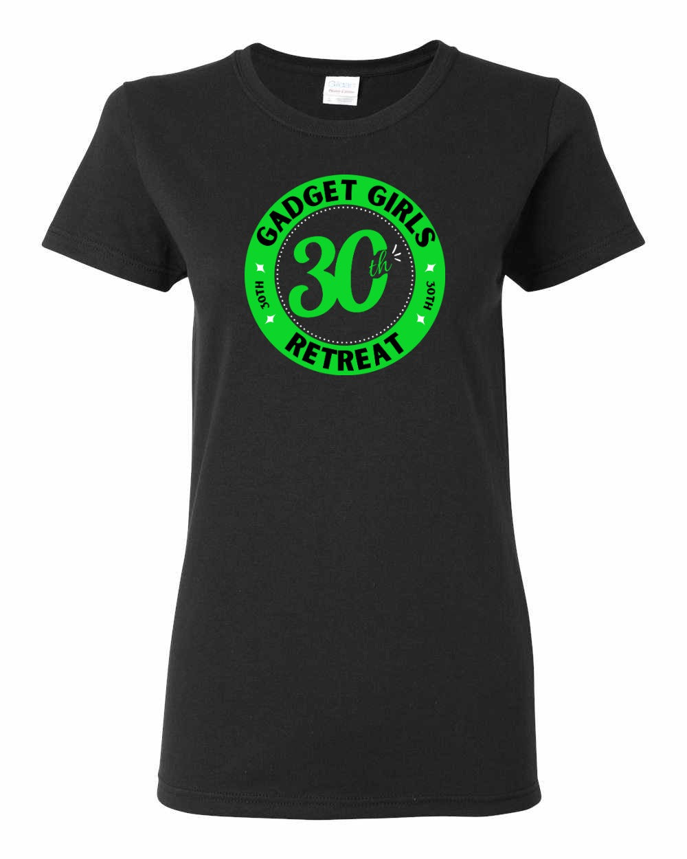 Gadget Girls 30th Retreat Women's Tees Green Logo