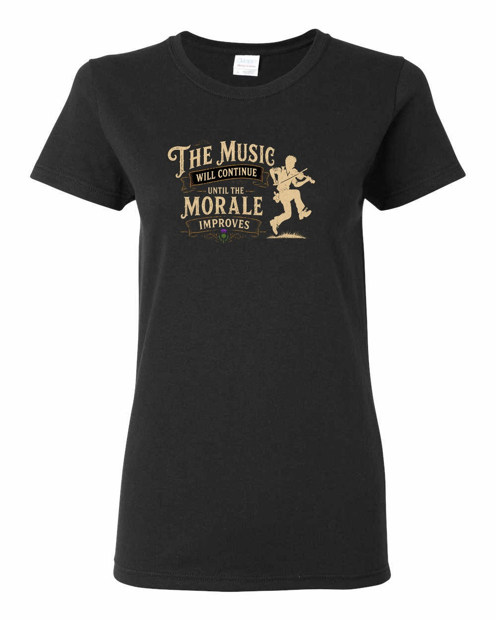 Muisic Will Continue Fiddle Women's Tee in Black
