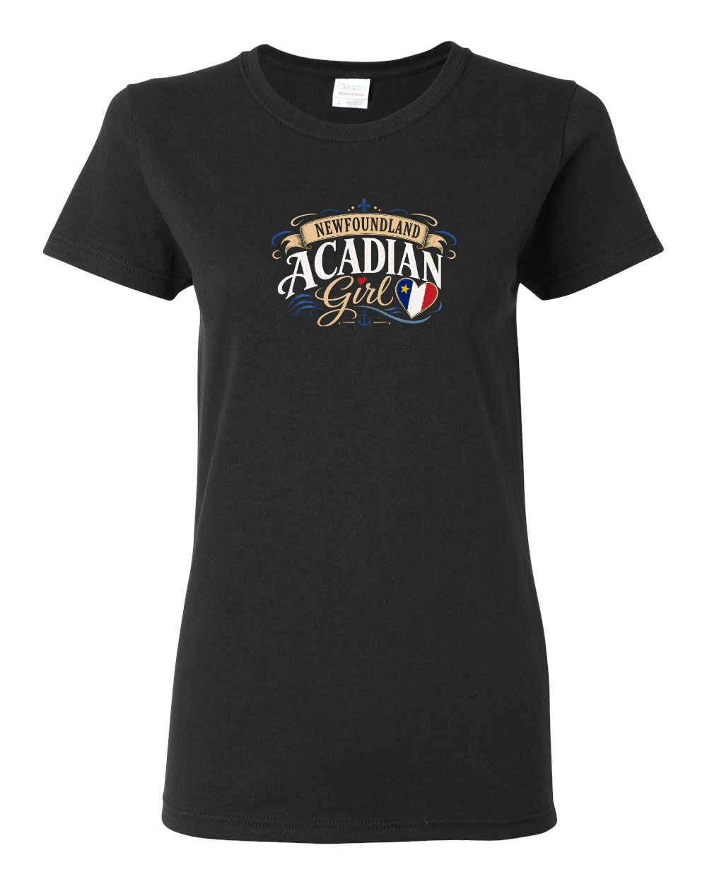 Newfoundland Acadian Girl Women's Tee in Black