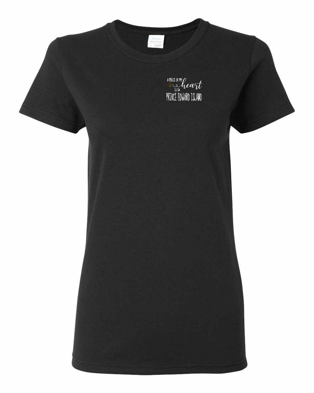 A piece of my Heart PEI Tartan heart Left Chest Women's Tee