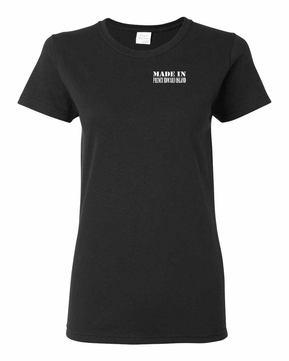 Made in PEI (White Lettering) Left Chest Women's Tee