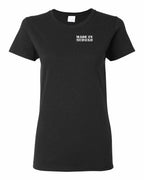 Made in PEI (White Lettering) Left Chest Women's Tee