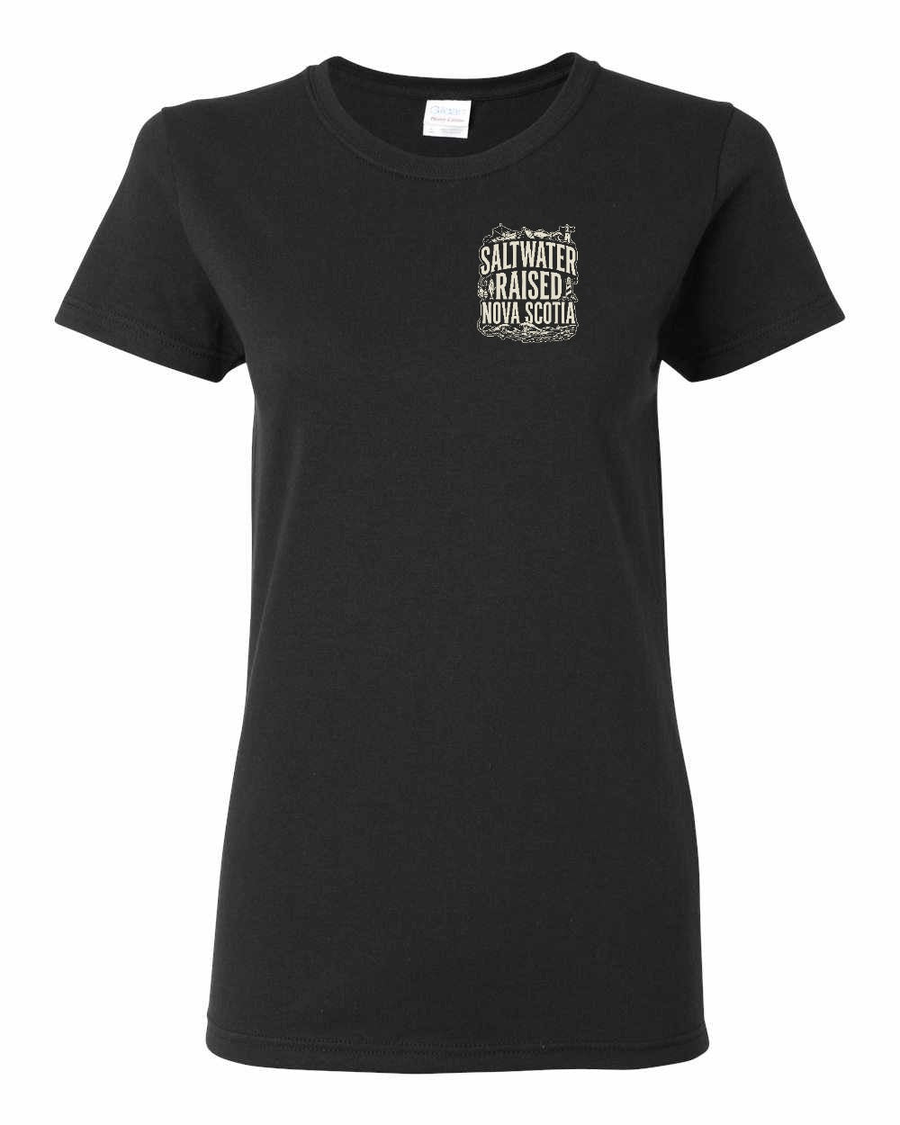 Saltwater Raised NS Folk Left Chest Women's Tee