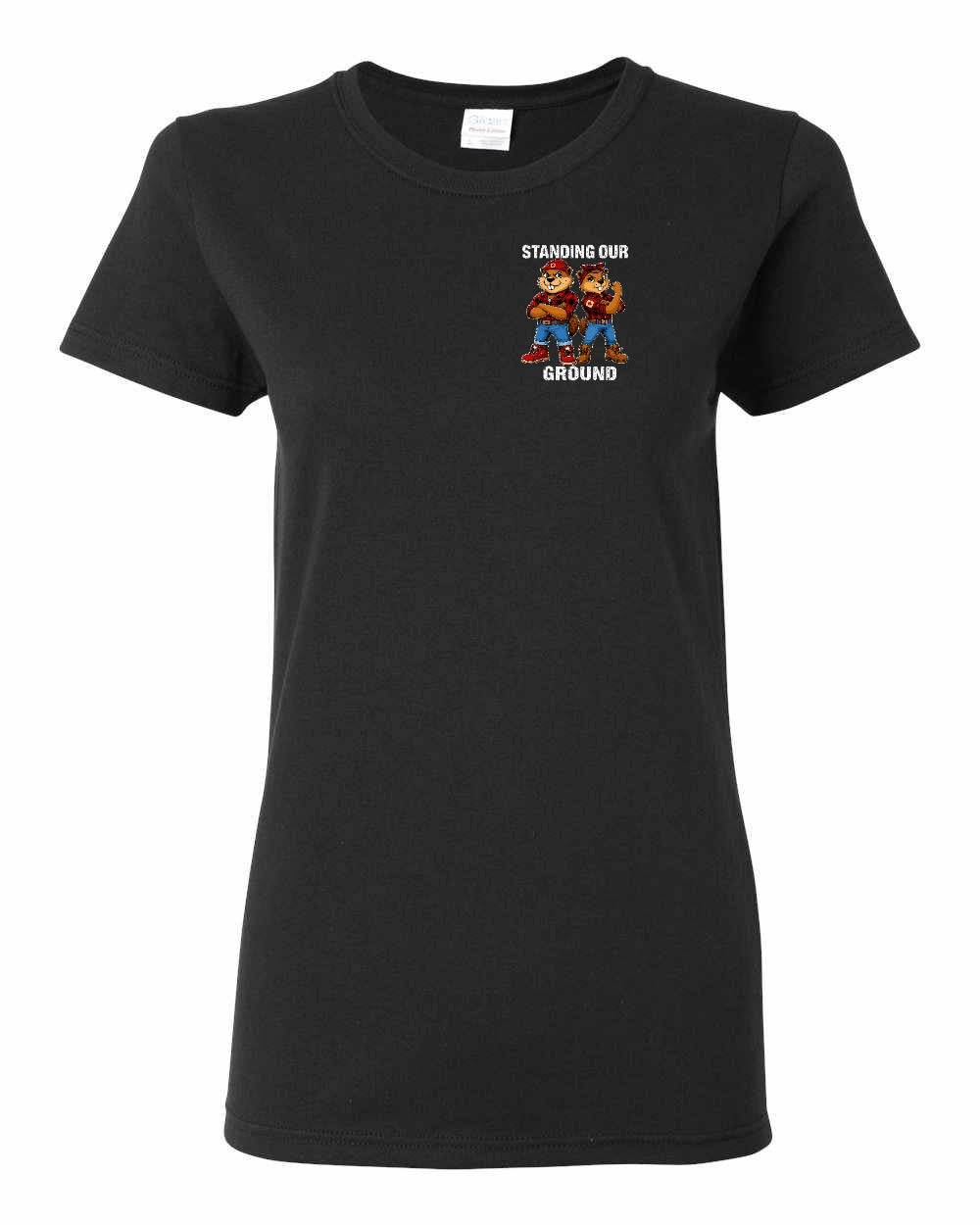 Standing Our Ground Left Chest and Back Women's Tee in Black