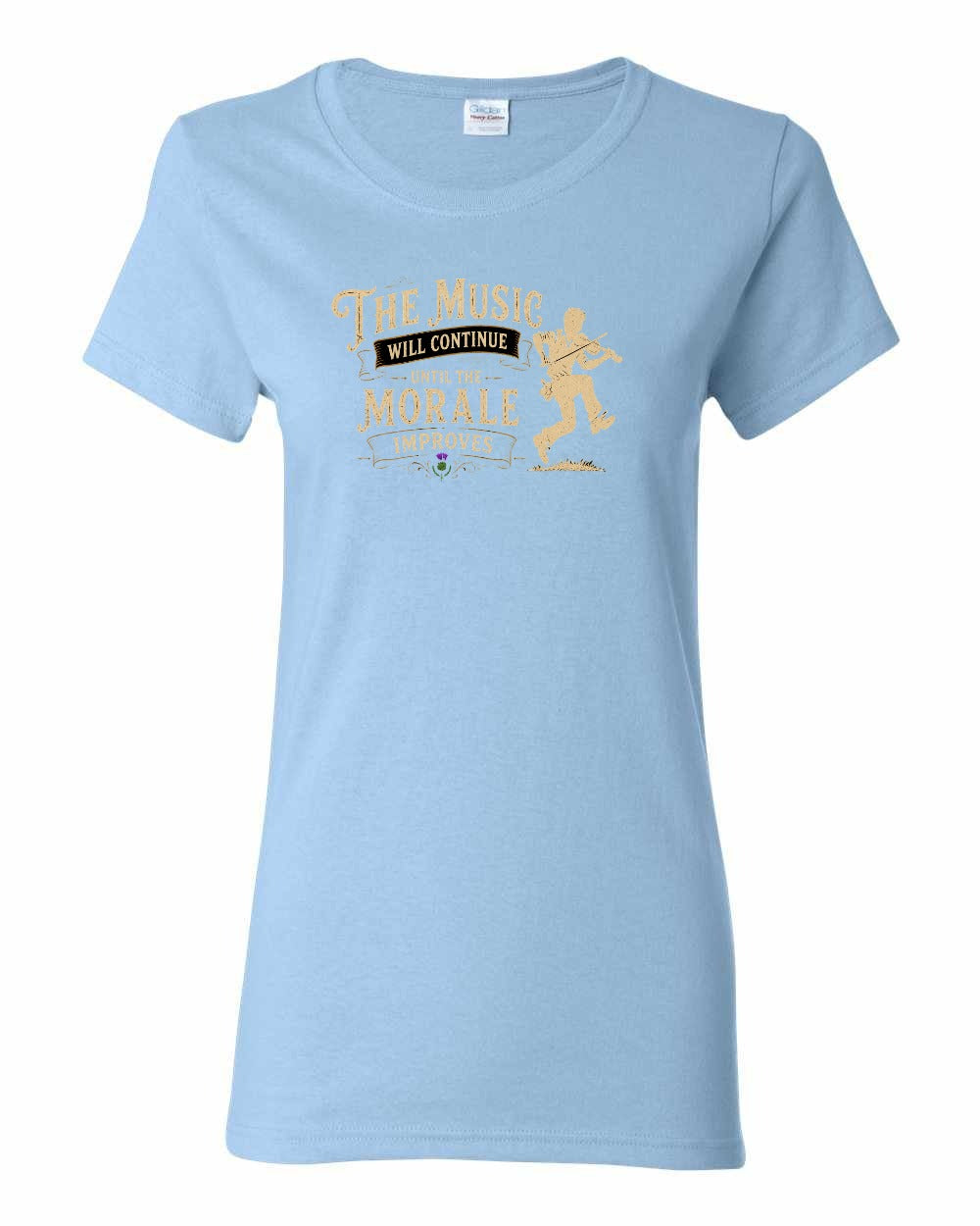 Muisic Will Continue Fiddle Women's Tee in Light Blue