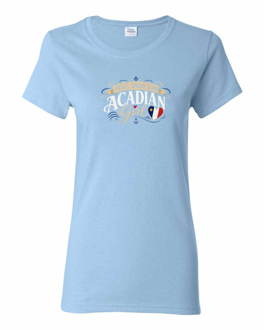 Pei Acadian Girl Women's Tee in Light Blue
