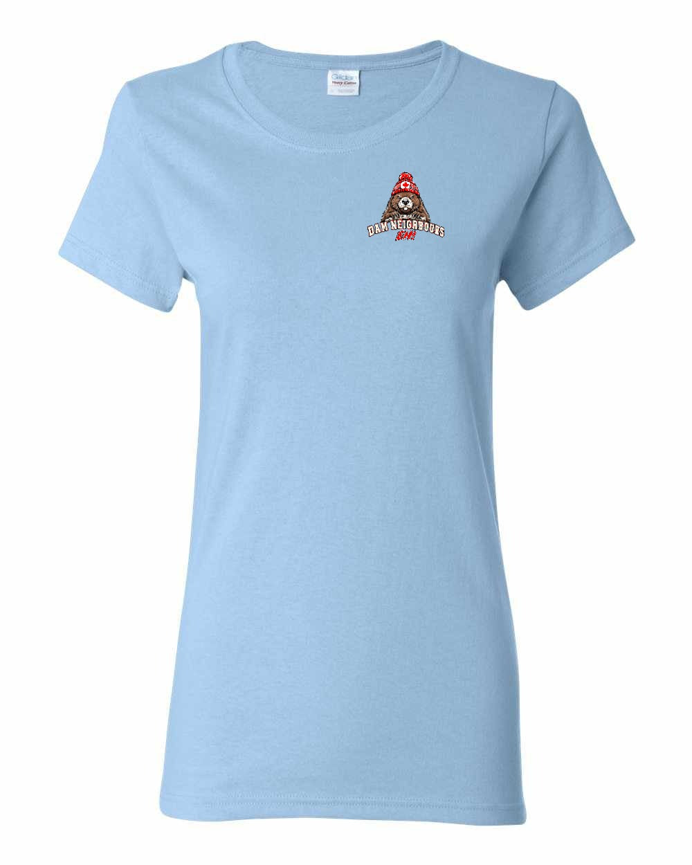 Dam Neighbours Left Chest and Back Women's Tee in Light Blue