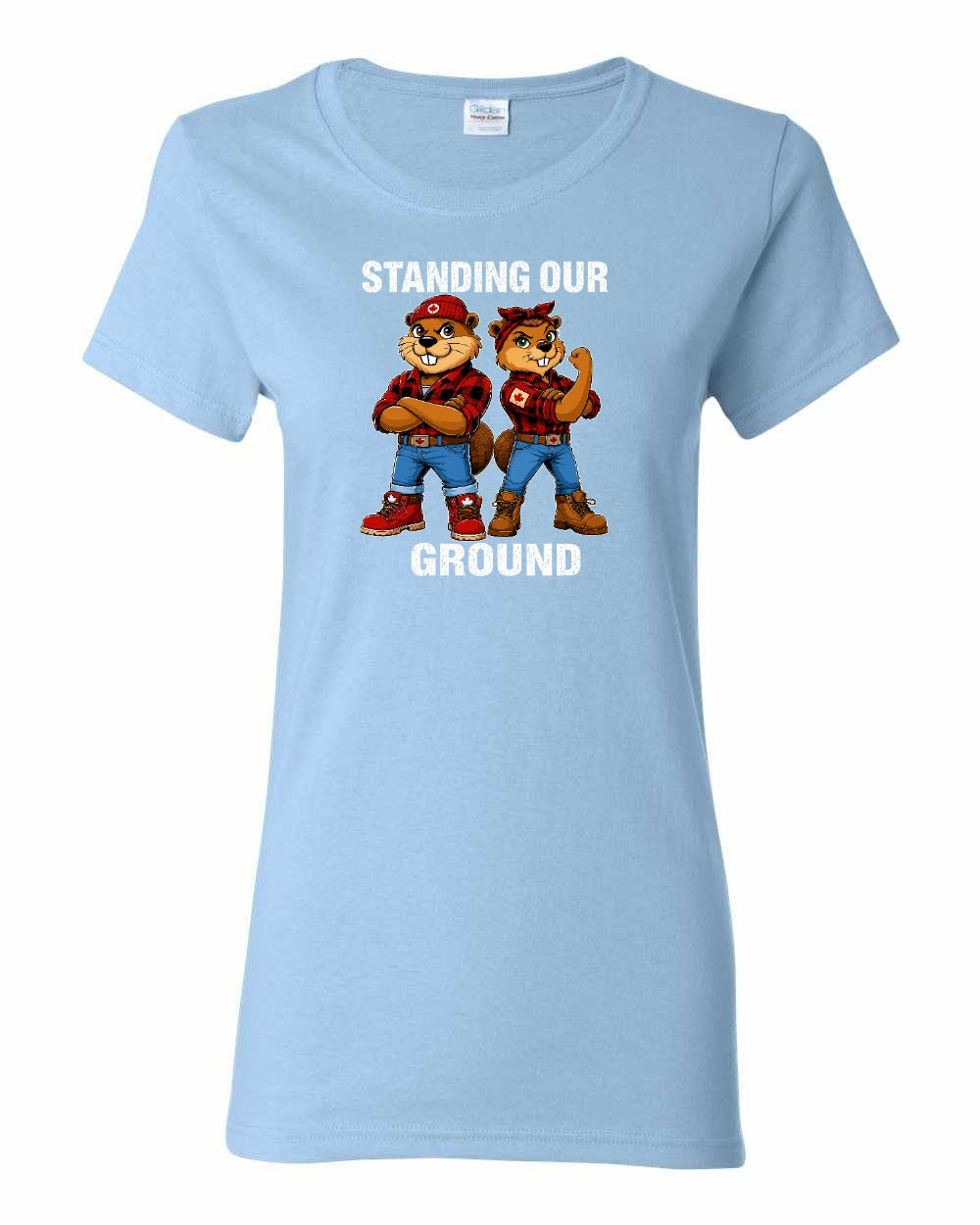 Standing Our Ground Full Front Women's Tee in Light Blue