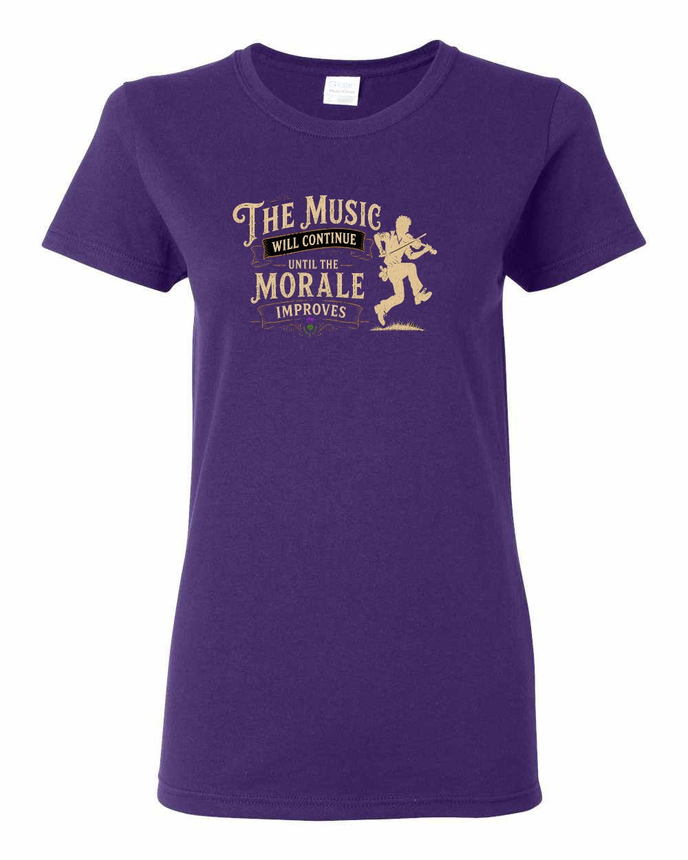 Muisic Will Continue Fiddle Women's Tee in Purple