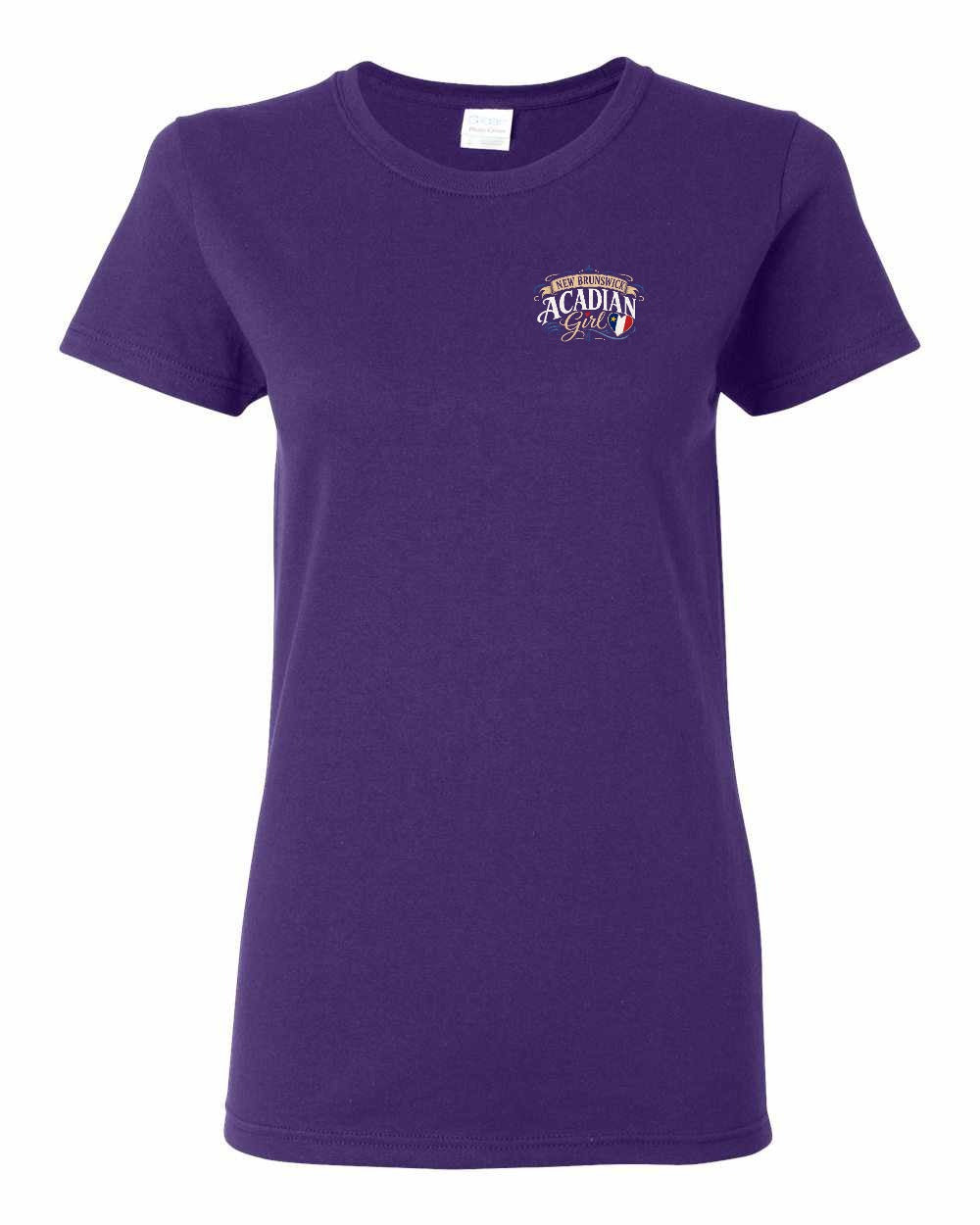 Nb Acadian Girl Left Chest Women's Tee in Purple