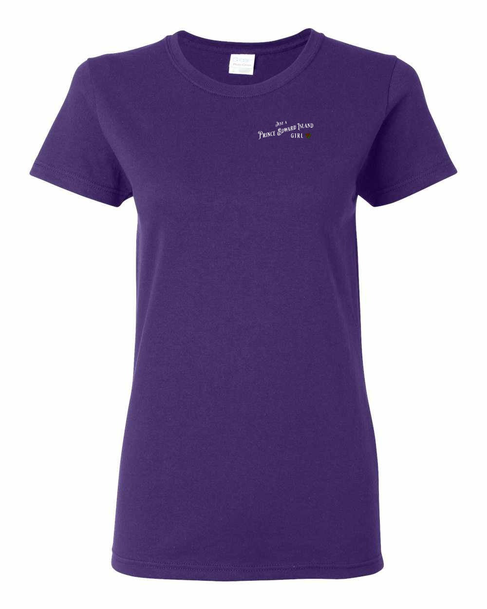 Just a PEI girl Tartan Heart Left Chest Women's Tee