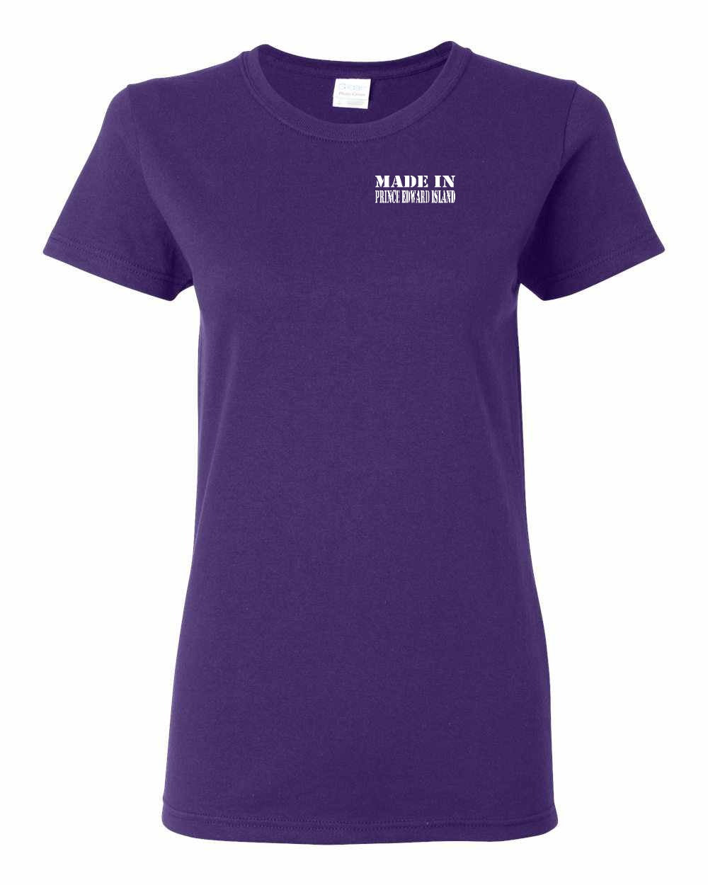Made in PEI (White Lettering) Left Chest Women's Tee