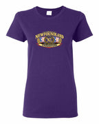 Newfoundland Thing Badge Full Front Women's Tee in Purple