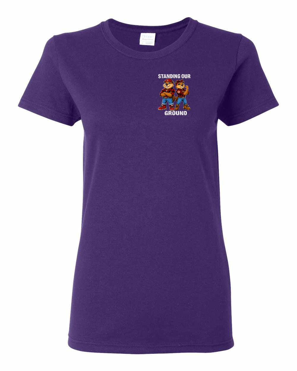 Standing Our Ground Left Chest and Back Women's Tee in Purple
