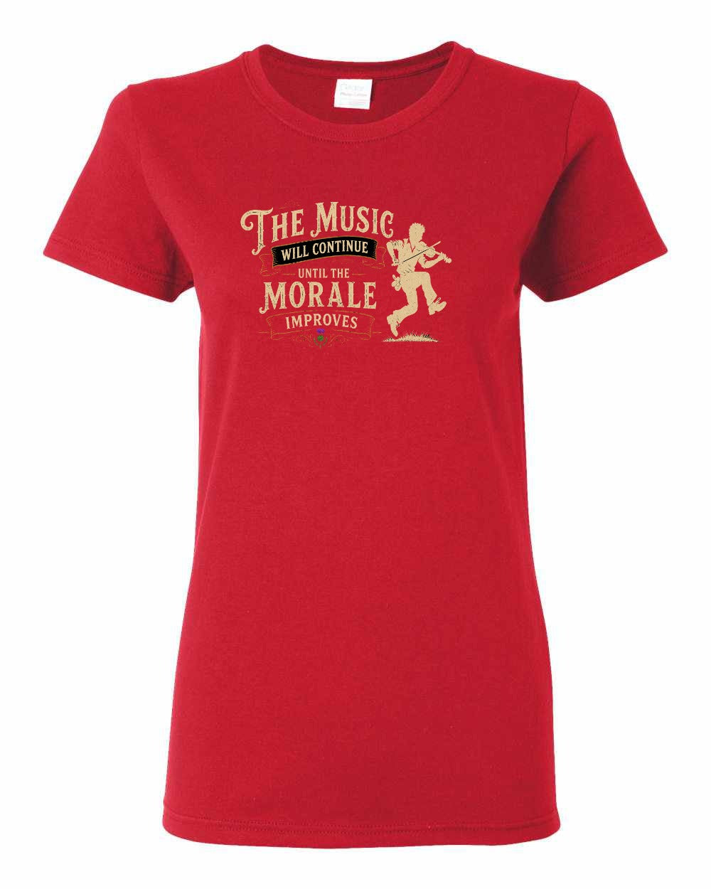 Muisic Will Continue Fiddle Women's Tee in Red