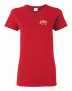 Nb Acadian Girl Left Chest Women's Tee in Red