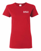 Made In NS ( White Lettering) Left Chest and Back Women's Tee