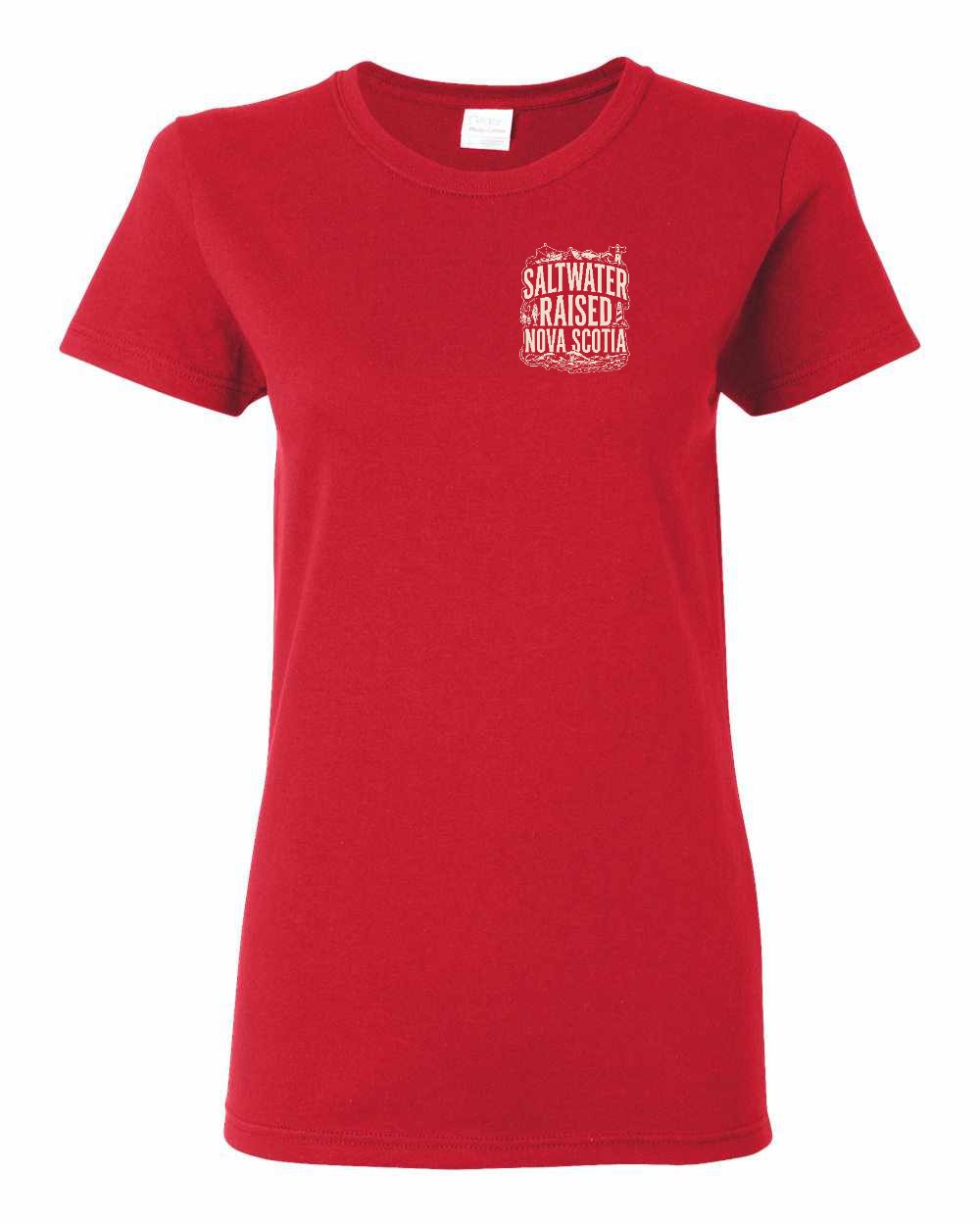 Saltwater Raised NS Folk Left Chest Women's Tee