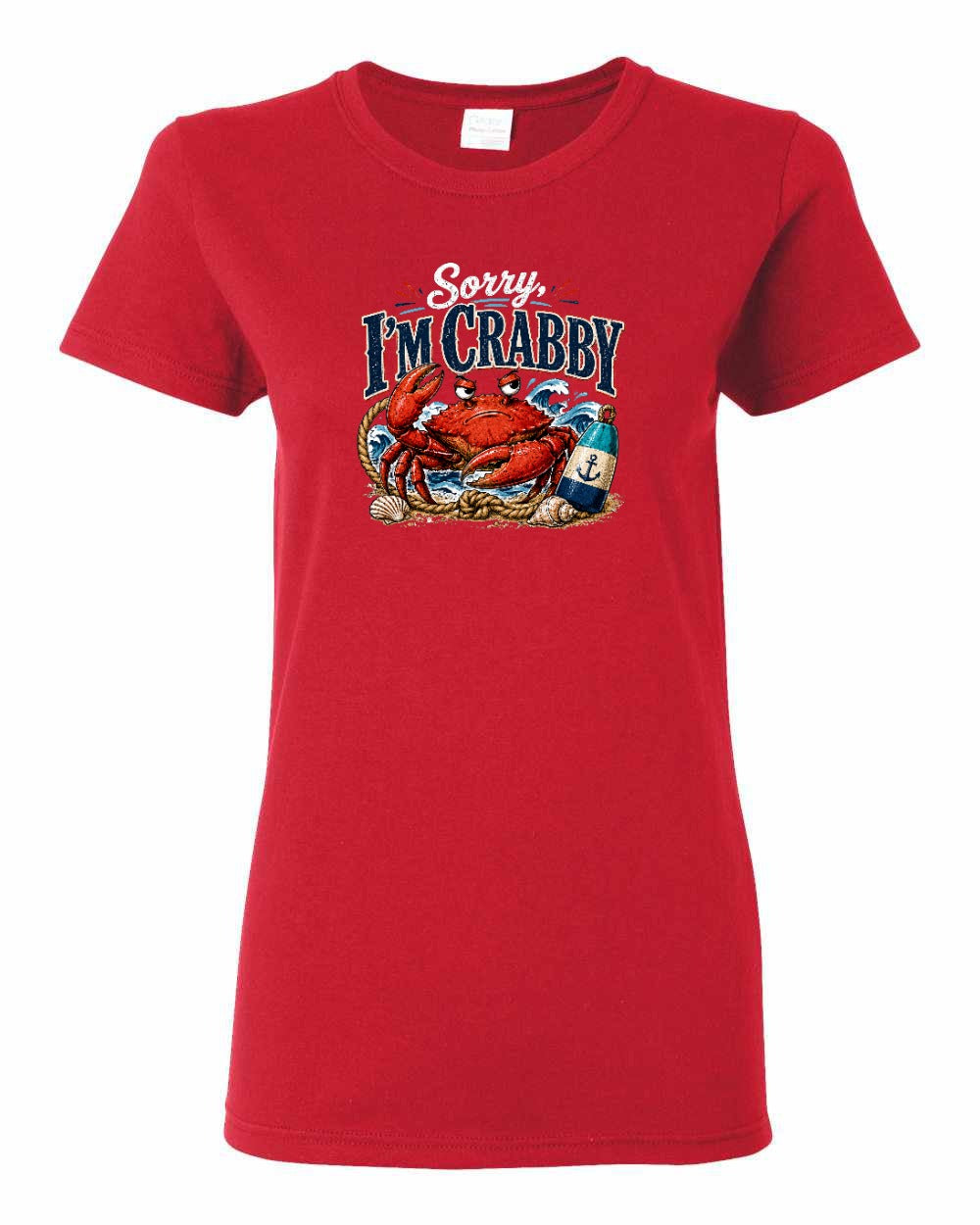 Sorry Im Crabby Women's Tee in Red
