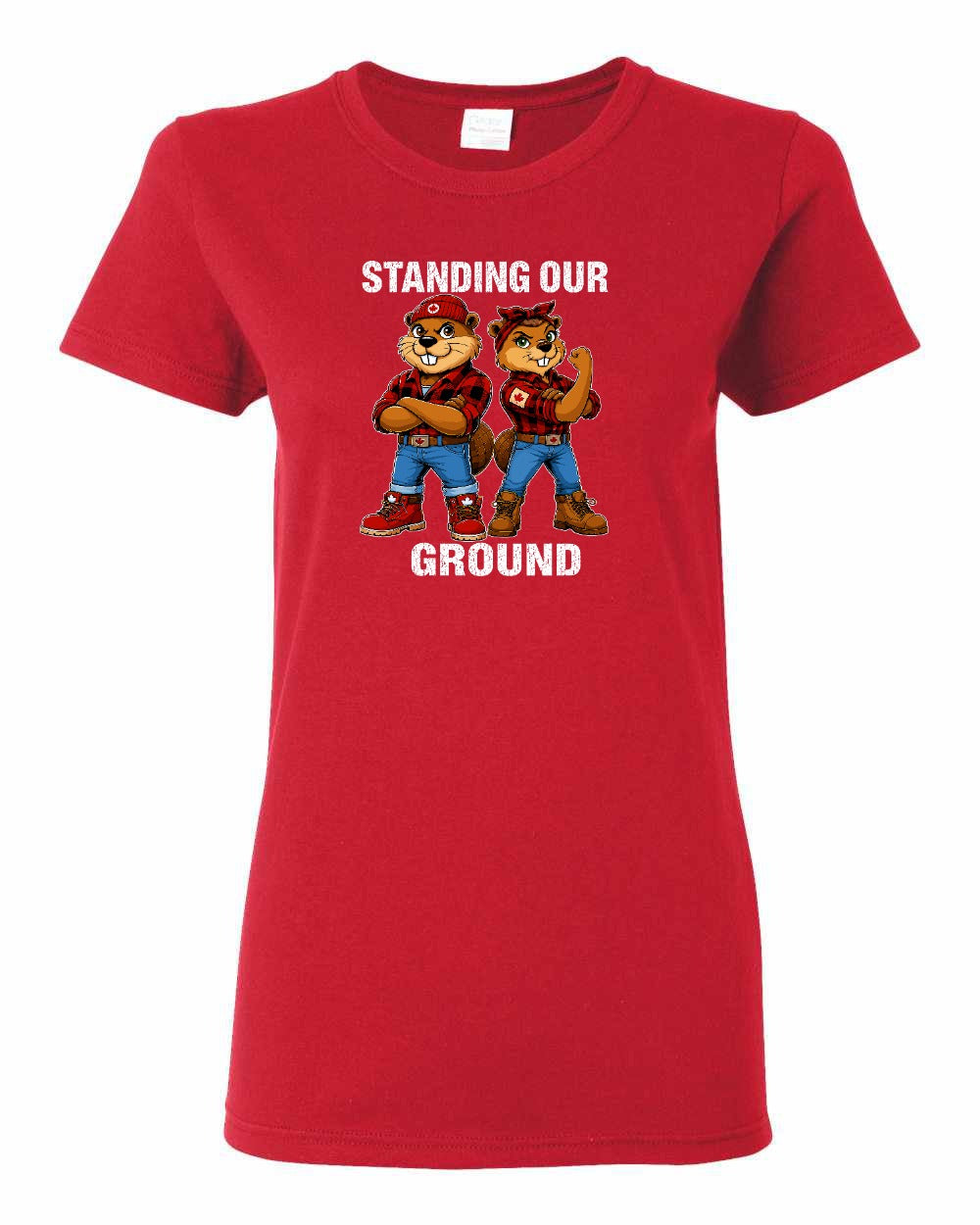 Standing Our Ground Full Front Women's Tee in Red