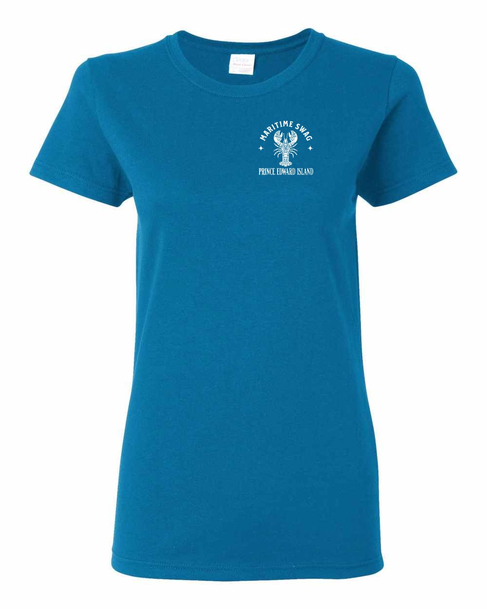 Maritime Swag PEI Mandala White Lobster Left Chest Women's Tee