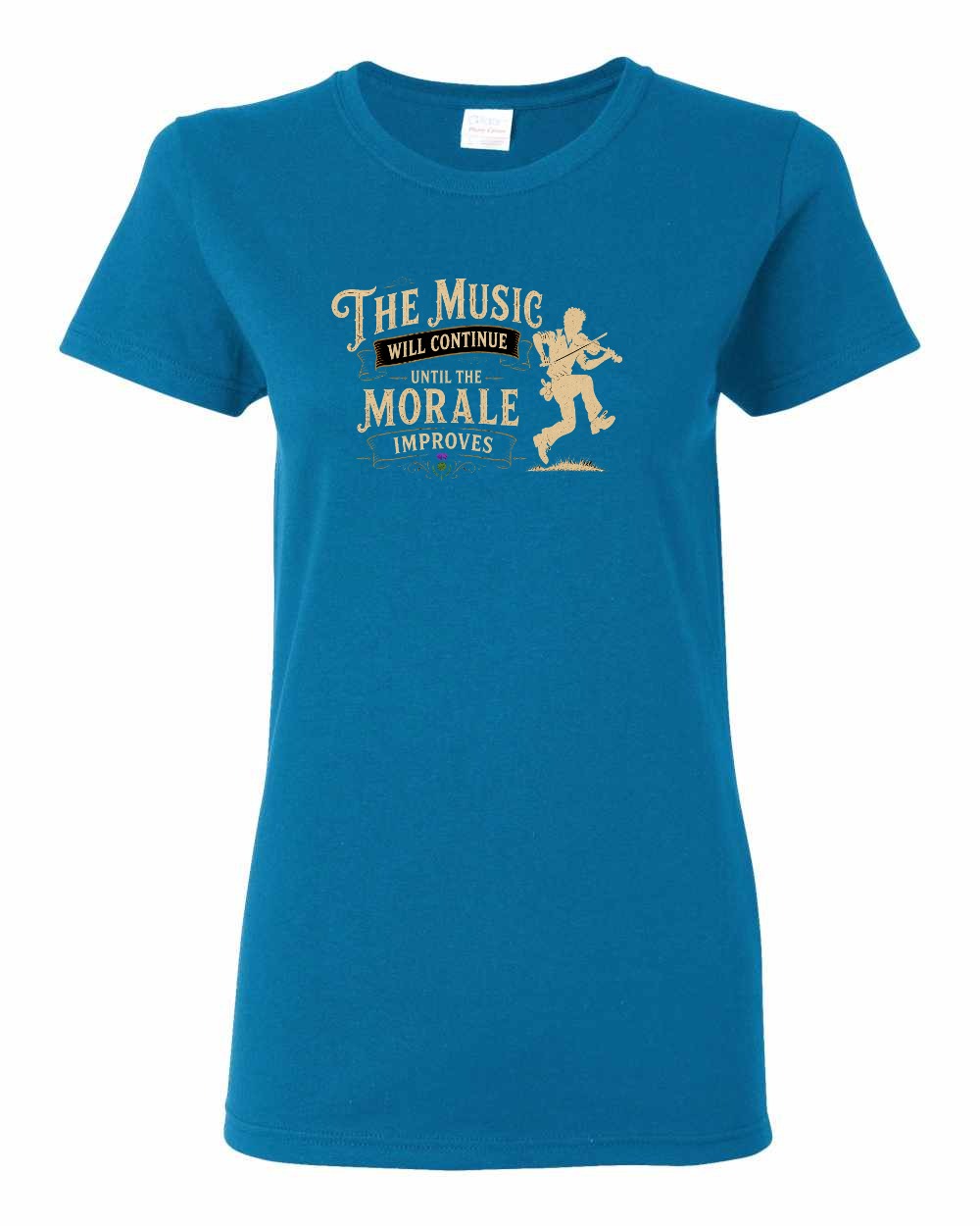 Muisic Will Continue Fiddle Women's Tee in Sapphire