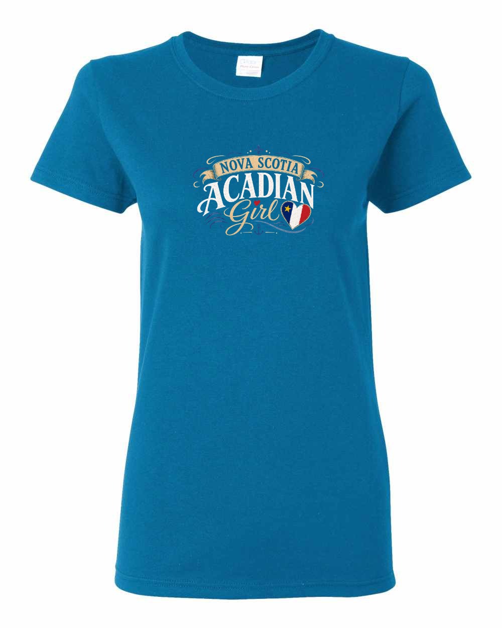 Nova Scotia Acadian Girl Women's Tee in Sapphire