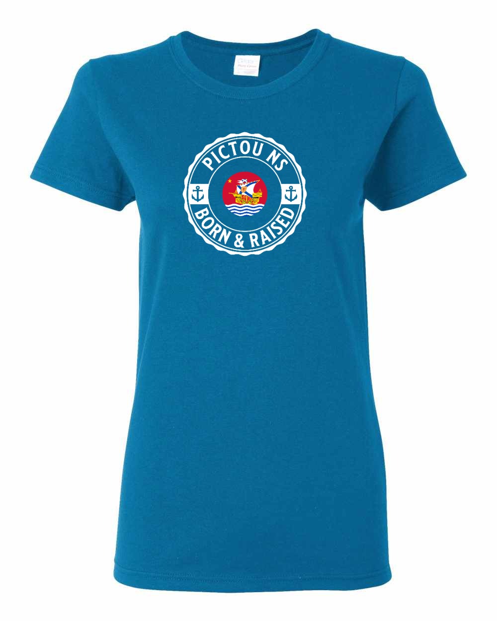 Pictou Born Raised Women's Tee in Sapphire