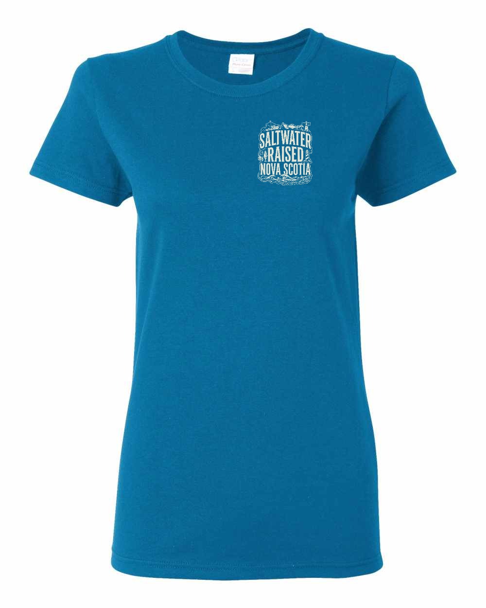 Saltwater Raised NS Folk Left Chest Women's Tee