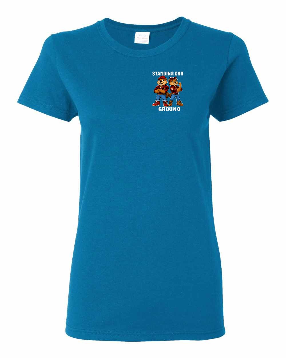 Standing Our Ground Left Chest and Back Women's Tee in Sapphire