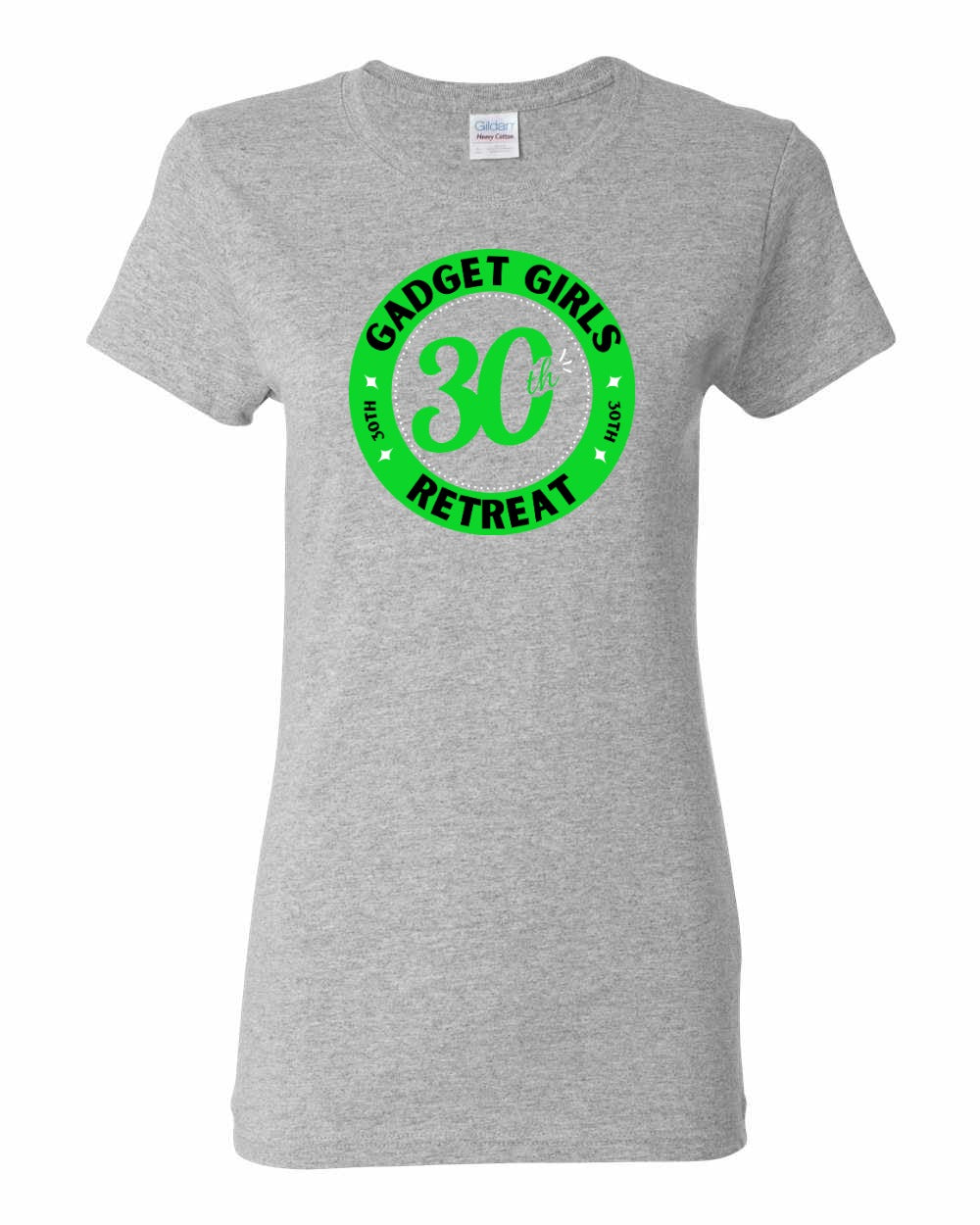 Gadget Girls 30th Retreat Women's Tees Green Logo