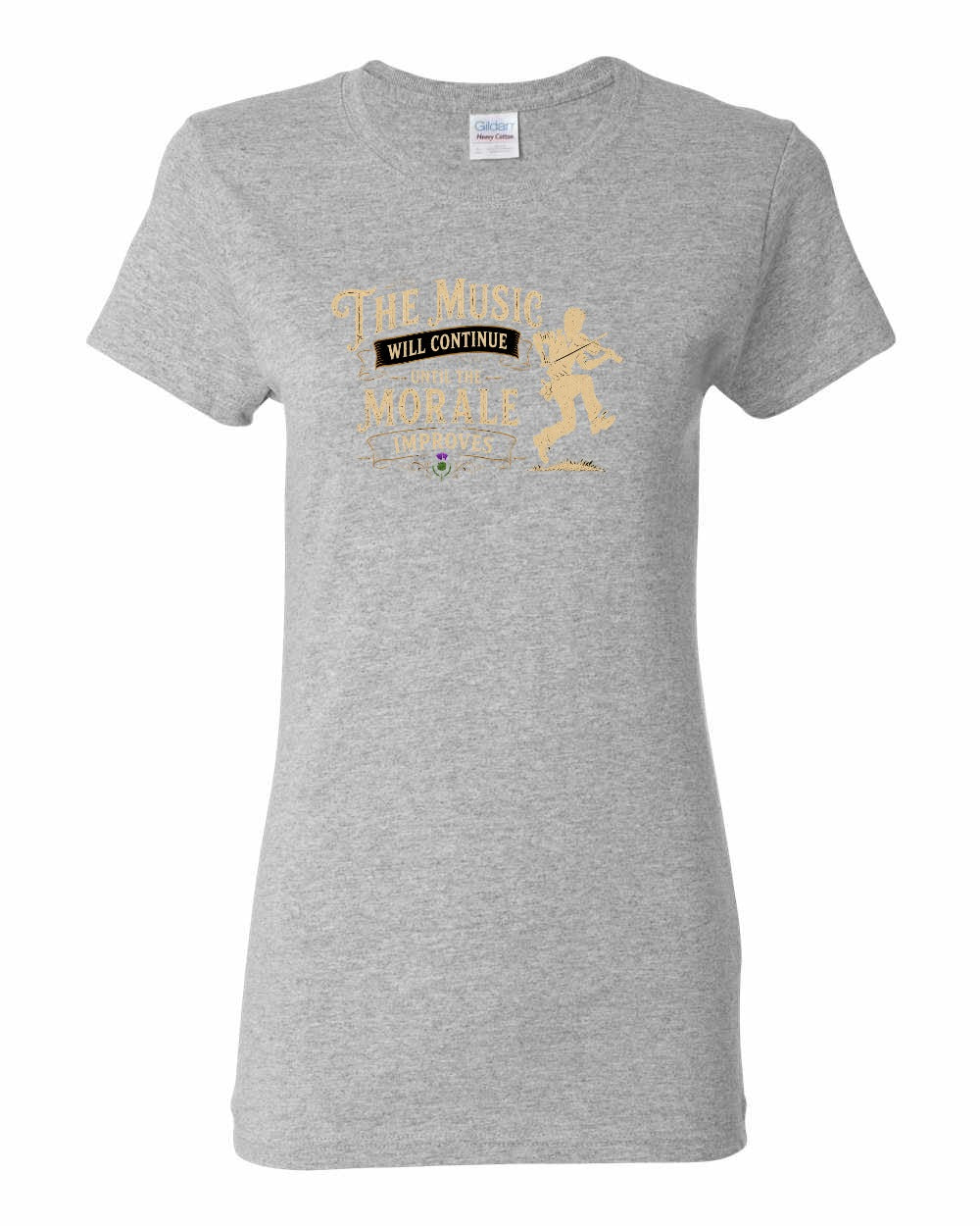 Muisic Will Continue Fiddle Women's Tee in Sport Grey