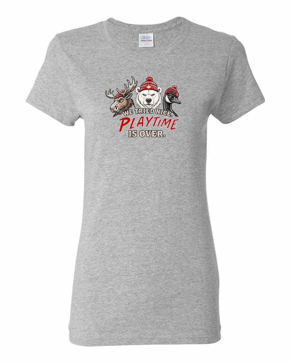 We Tried Nice New Full Front Women's Tee in Sport Grey