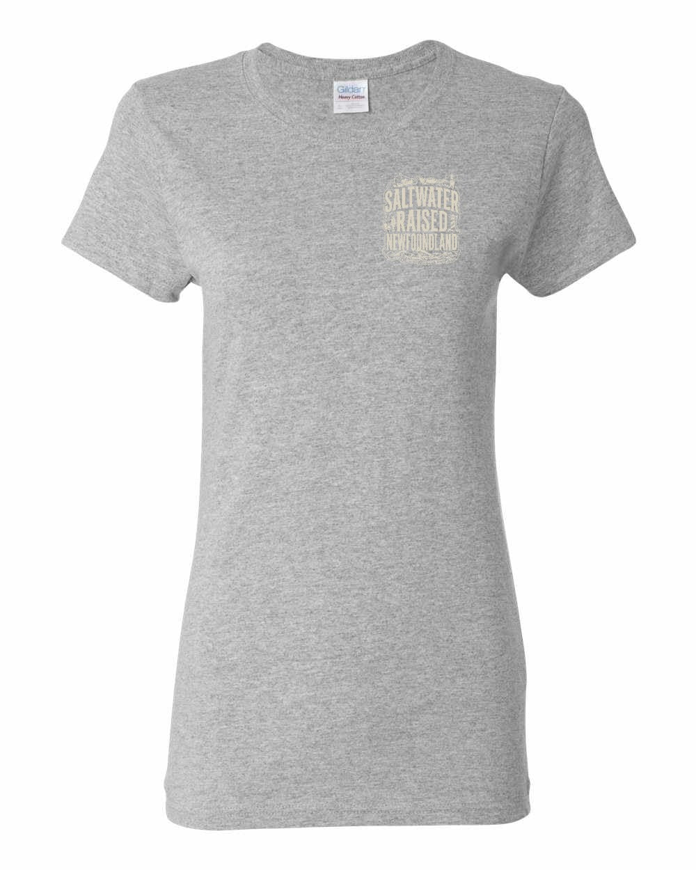NFLD Saltwater Raised Folk Left Chest and Back Women's Tee