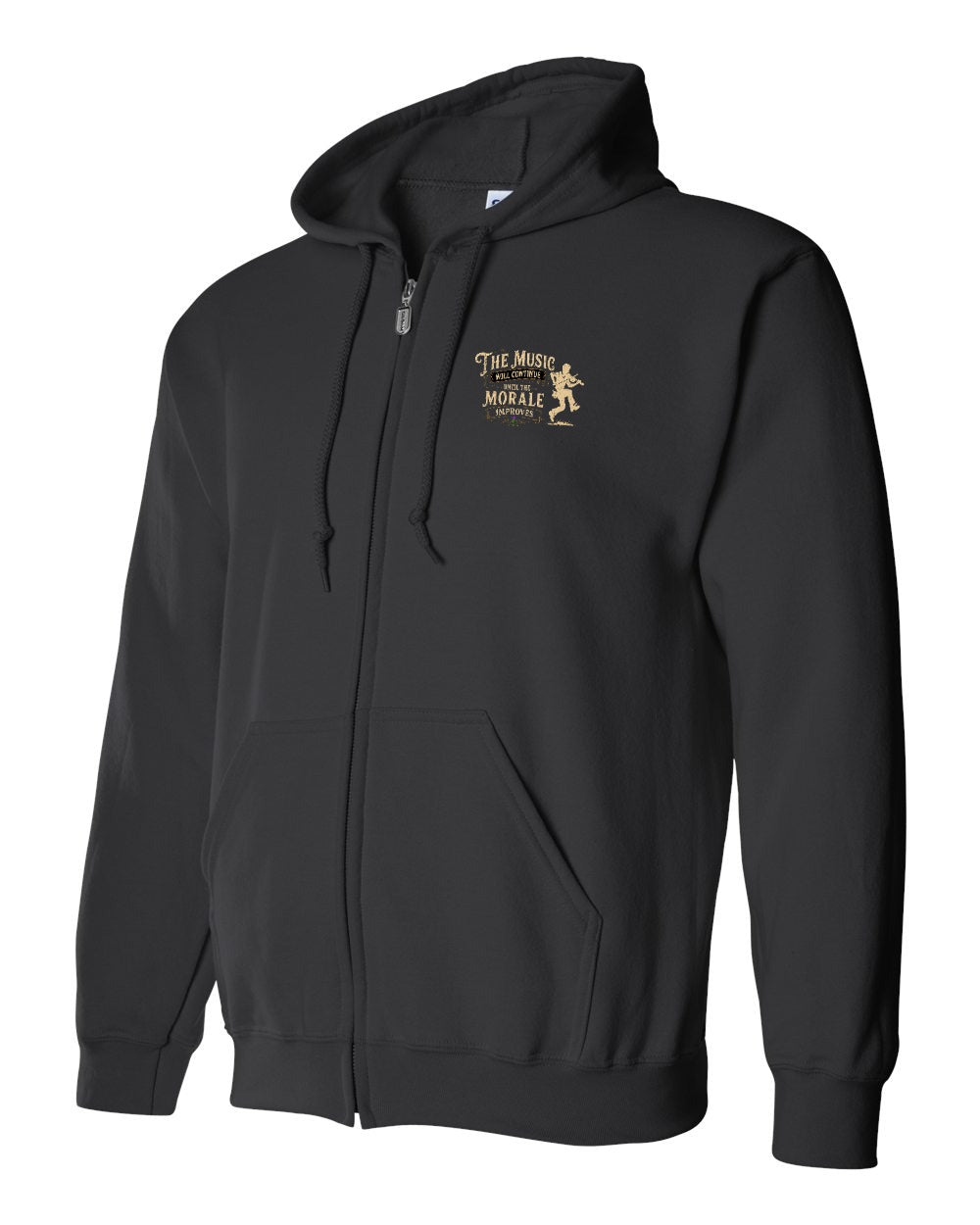 Muisic Will Continue Fiddle Zip Hoodie in Black