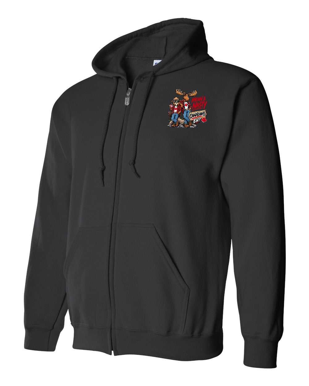 New Mean and Nasty Canadians Left Chest Zip Hoodie in Black