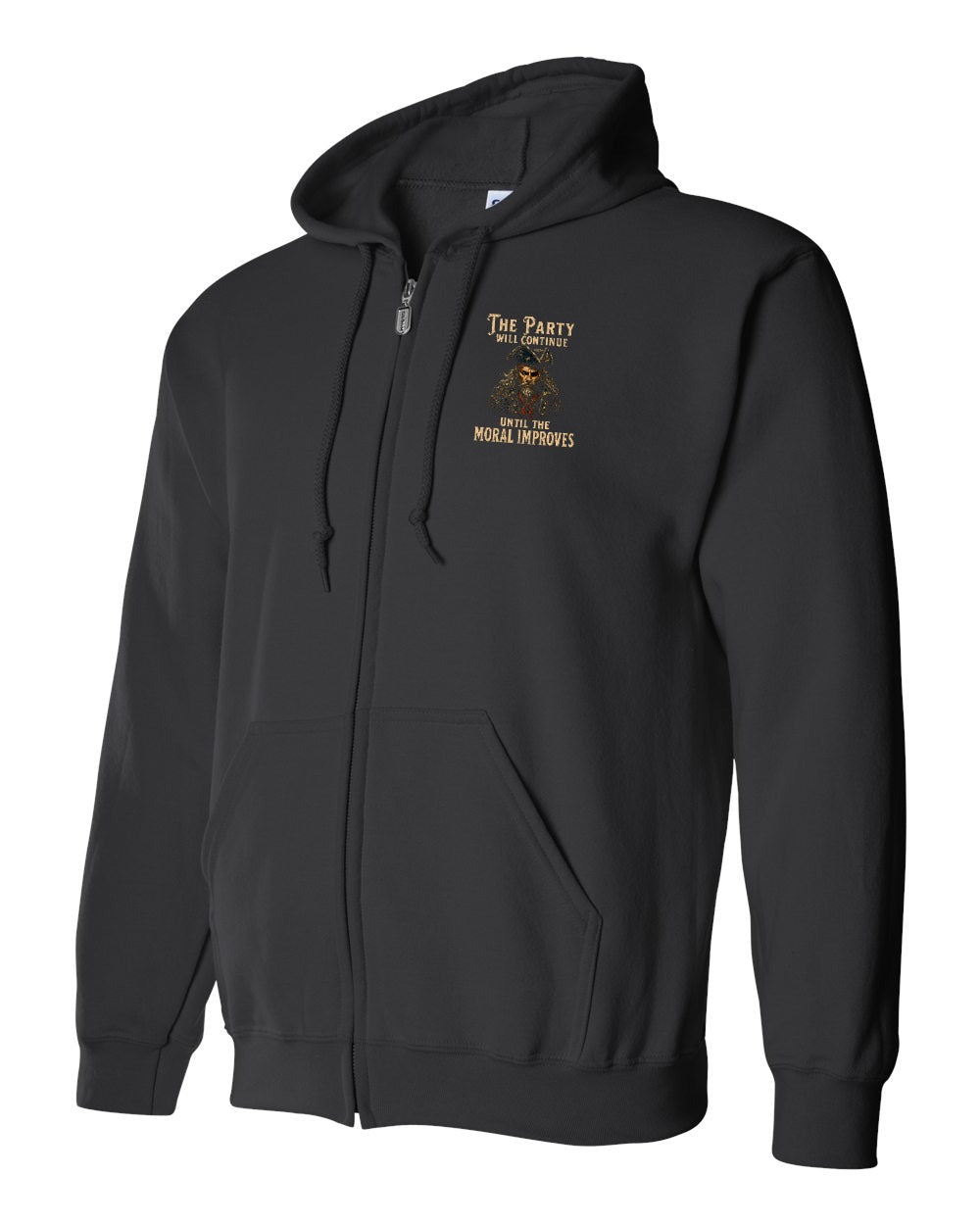 Party Continue Zip Hoodie in Black
