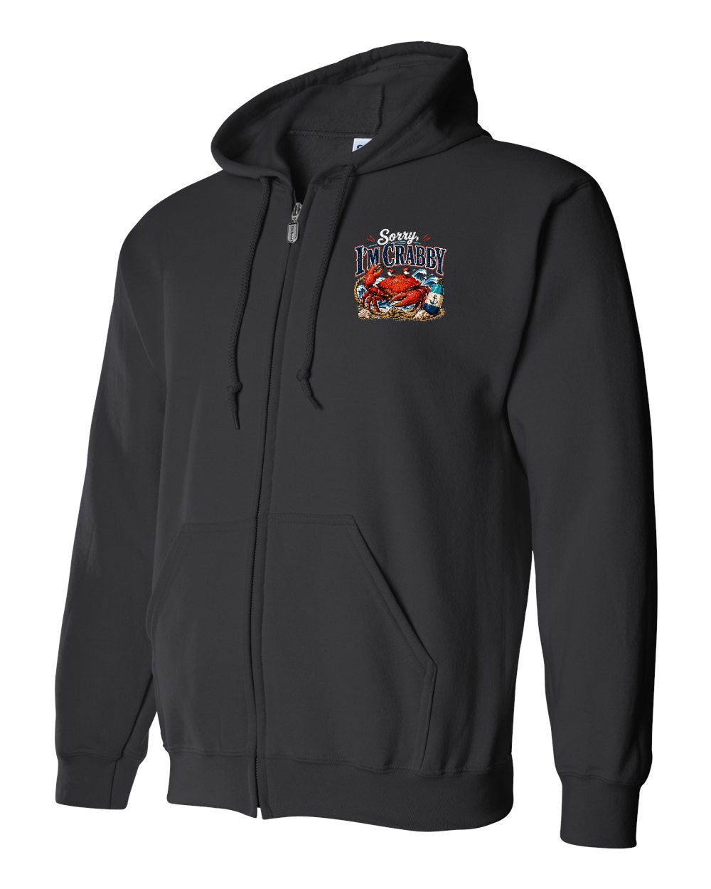 Sorry Im Crabby Zip Hoodie in Black