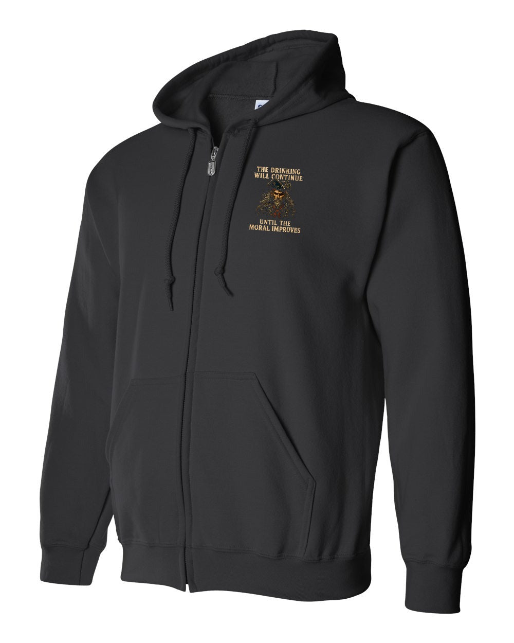 The Drinking Will Zip Hoodie in Black