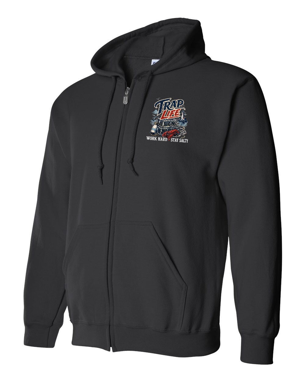 Trap Life Zip Hoodie in Black