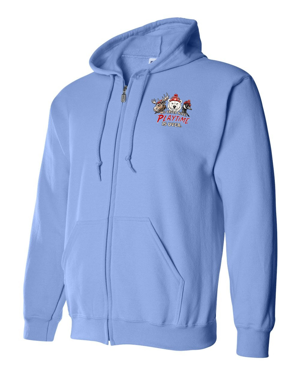 We Tried Nice New Left Chest Zip Hoodie in Carolina Blue