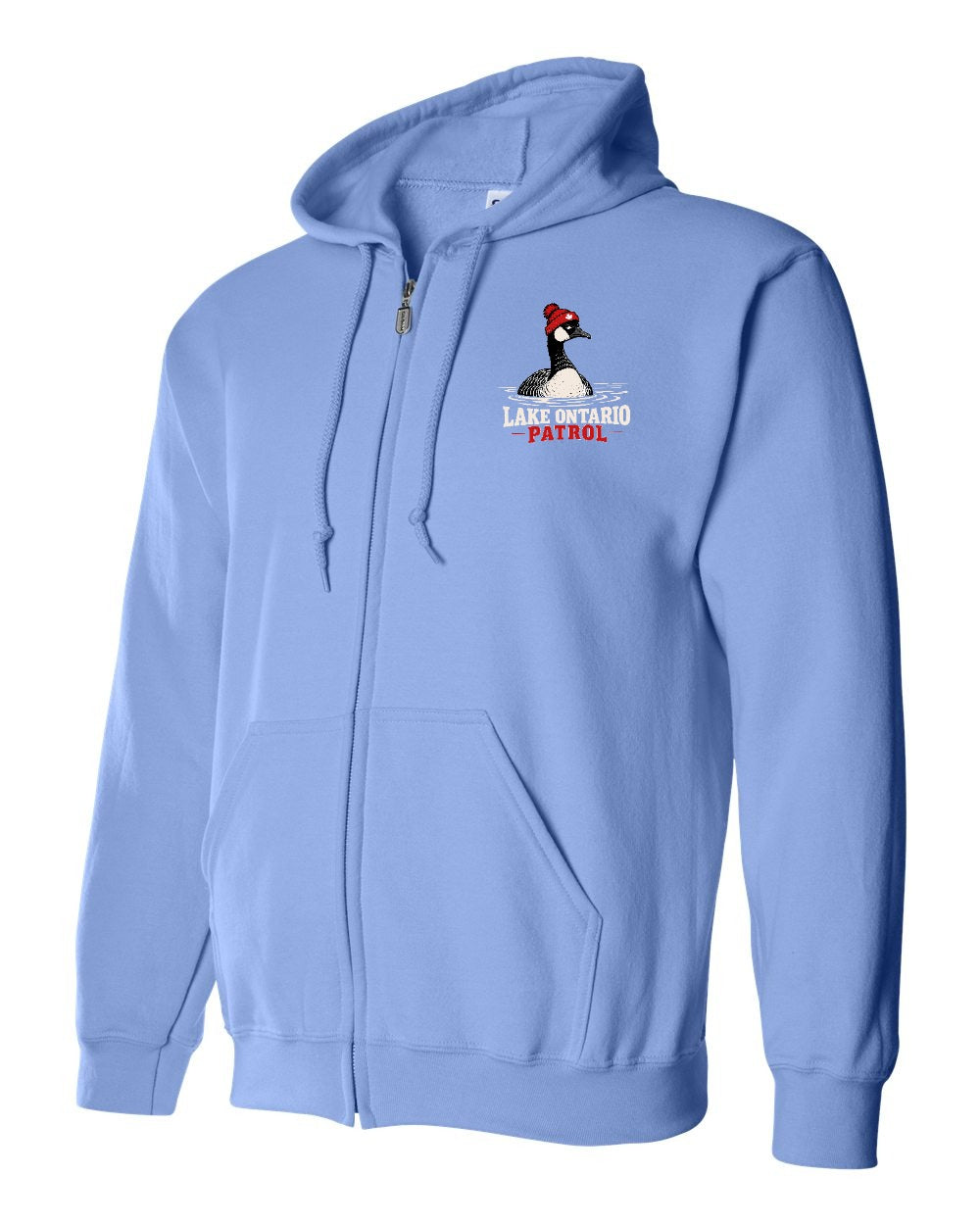Lake Patrol Left Chest Zip Hoodie in Carolina Blue